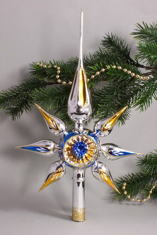 Christbaumspitze Stern Reflex silber gold blau für