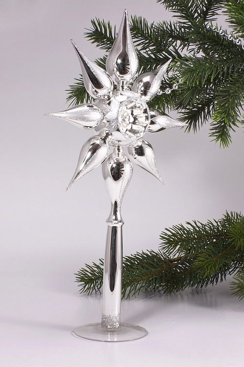 Weihnachtsbaumspitze 23cm Silber - Kunststoff Baumtopper Mit Schönem Muster