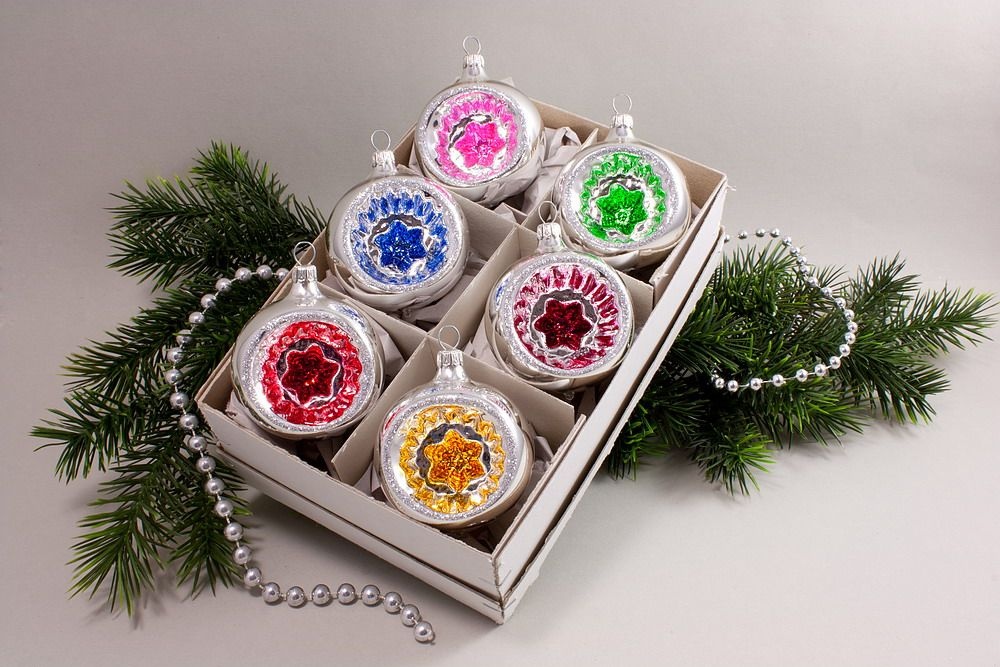 6 Reflexkugeln Ø 6cm silber farbig für Christbaumschmuck und