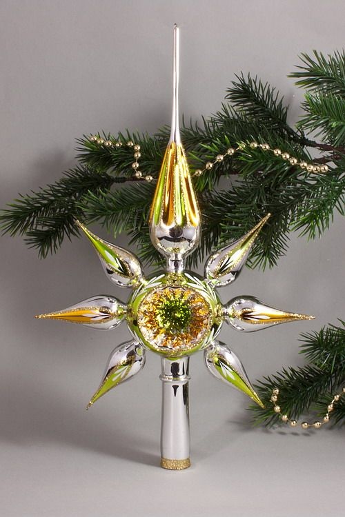 Christbaumspitze Stern Reflex silber gold grün für