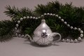 Christbaumschmuck Silber Glanz mit Glöckchen