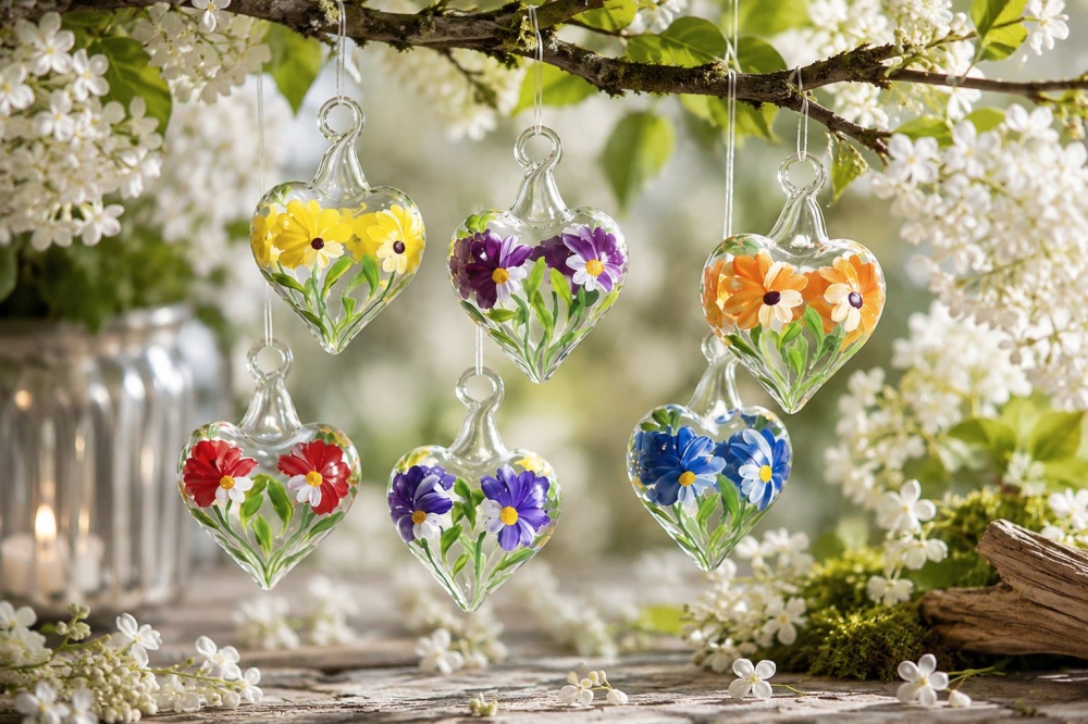 6 Mini-Herzen aus Glas 3,5 cm im Set