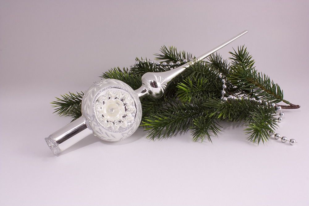 Reflexspitze 8cm Silber Glanz mit mattem Band