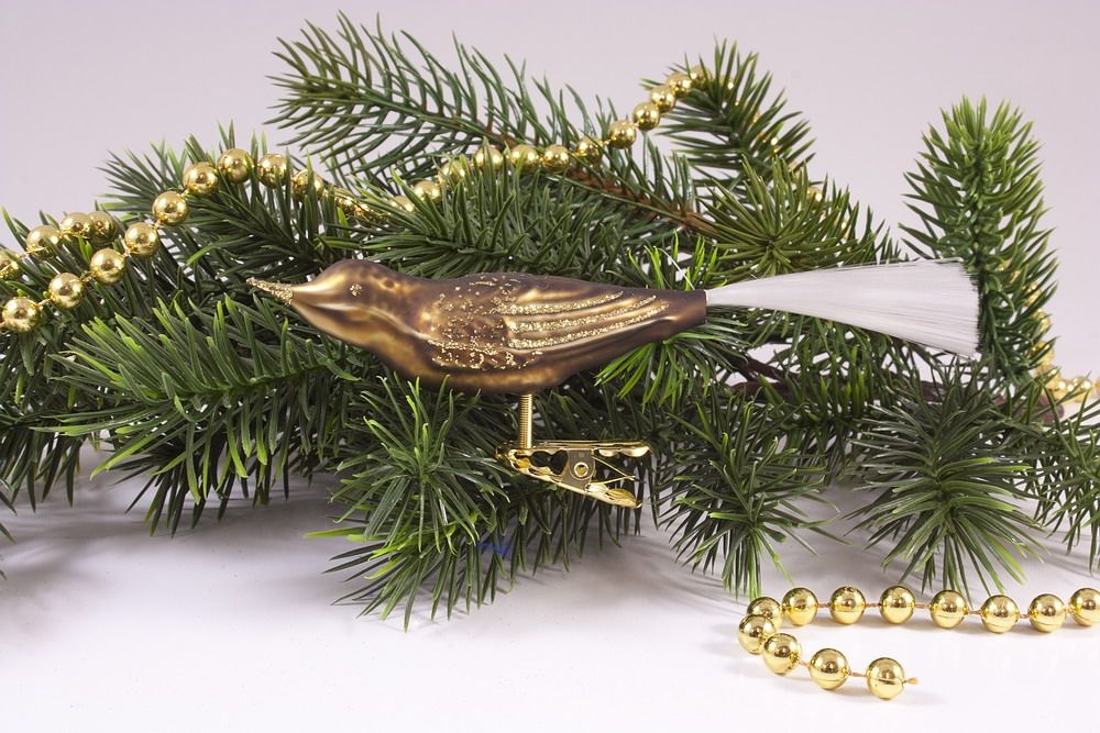 1 Vogel braun matt mit Gold