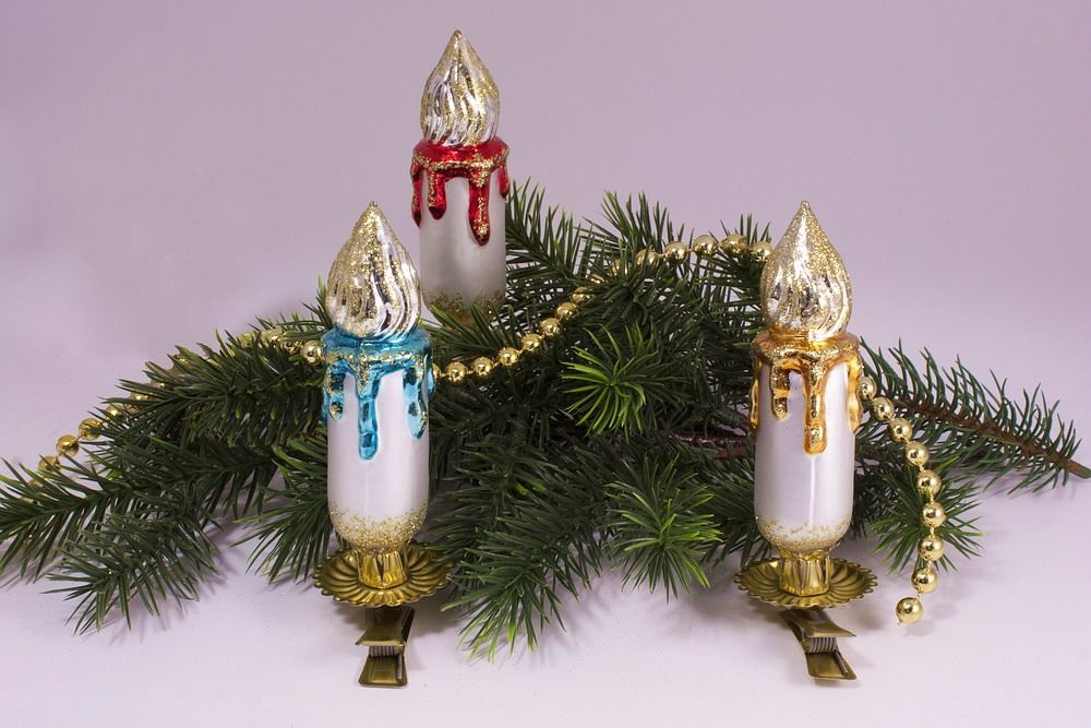 3 große Kerzen bunte Weihnacht