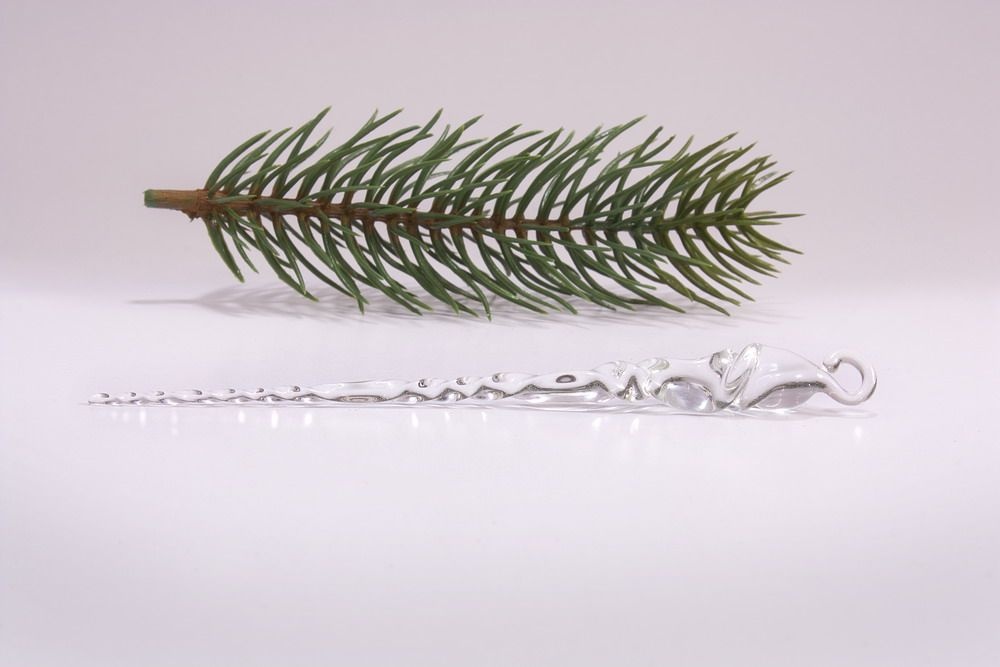 Eiszapfen aus massiven Glas transparent ca. 15 cm