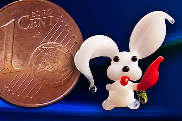 Glasfigur Glashase Mini - Hase aus Glas weiß