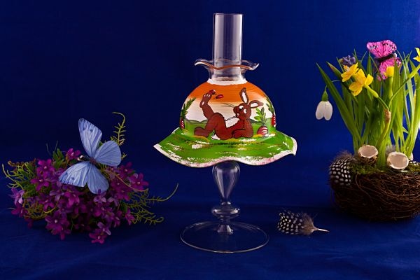 Windlicht Lampe mit Schirmchen in orange im Set