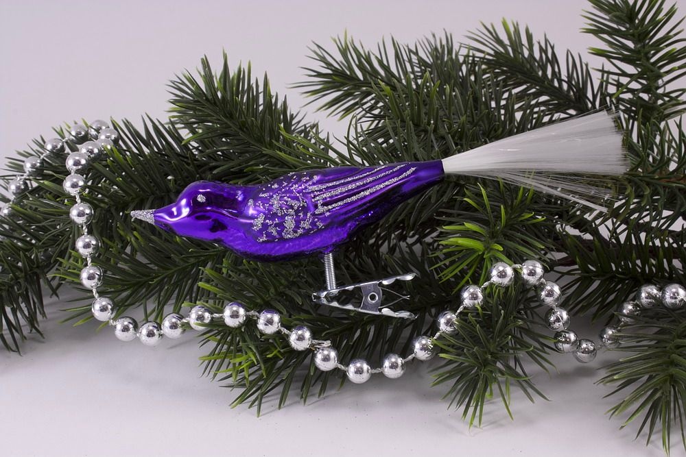 1 Vogel Violett Glanz mit Silberglitter