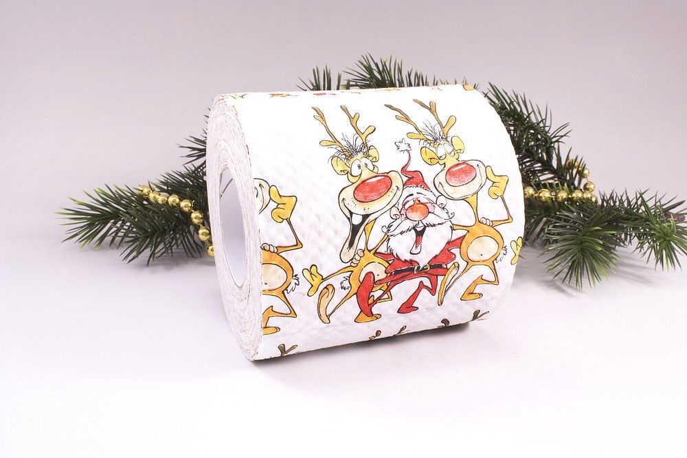Toilettenpapier mit lustigen Weihnachtsmotiven - Onlineshop für Christbaumschmuck und 