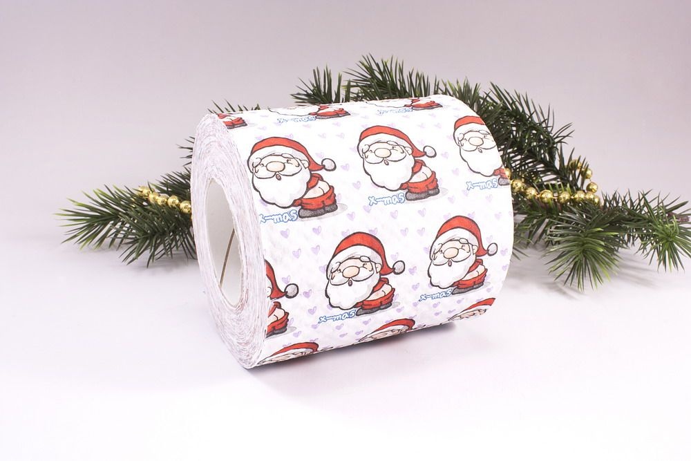 1 Rolle Toilettenpapier bedruckt Santa