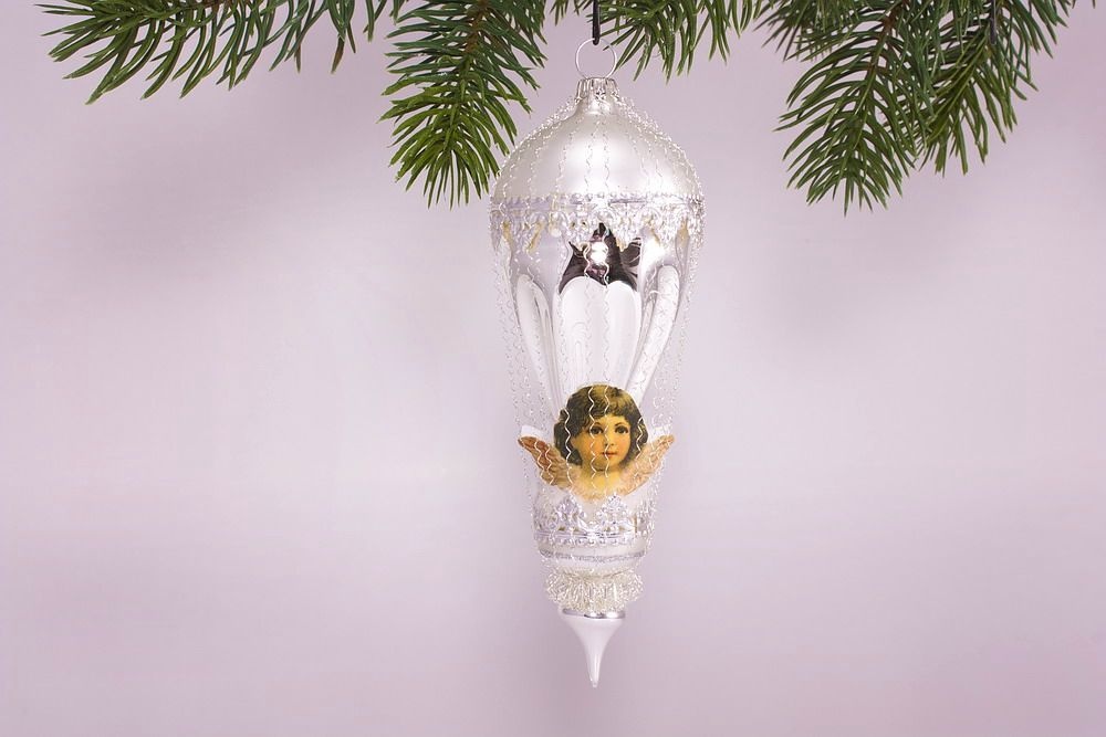 Christbaumschmuck Biedermeier  Glas Stern Star  Lauscha Grün Christbaumkugel
