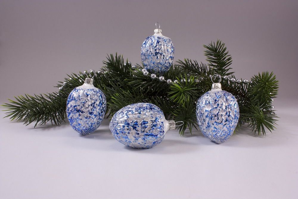 Lauscha Weihnachtskugel Christbaumschmuck Ornament Blau matt 15 cm 