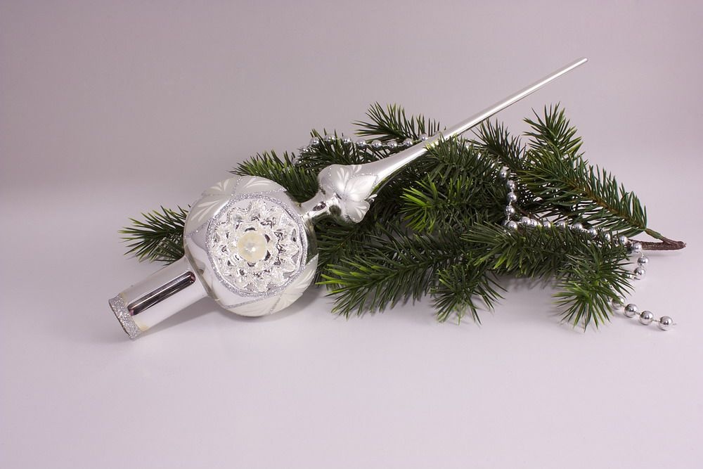 Reflexspitze 8cm Silber Glanz mit Christrose