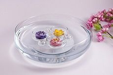 Glasschale mit Schwimm-Teelichte
