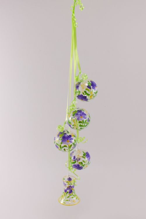 Dekoration aus Glas - Gebinde mit Glocke Blume violett