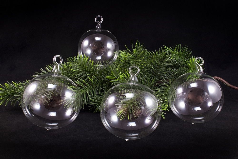 4 große Weihnachtskugeln transparent 10cm unbemalt