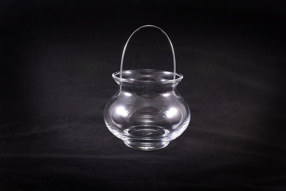 1 Windlichtbecher Teelichthalter aus Glas mit Metallbügel