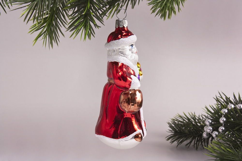 Weihnachtsmann aus echtem Glas 3x Hochwertiger Christbaumschmuck 
