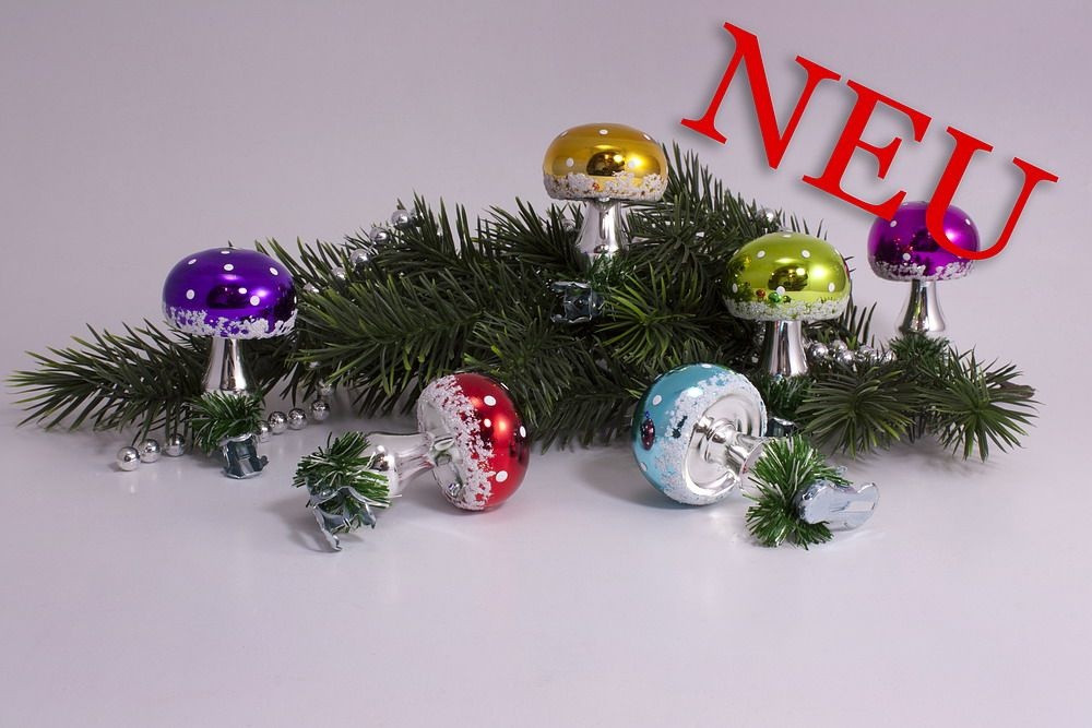 Christbaumschmuck Pilzclip 4Stk Glas 6cm Baumhänger Weihnachtsdeko Fliegenpilz 