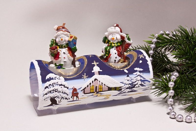 Glas Glasröhre Teelichthalter Onlineshop für nachtblau Winterlandschaft - Christbaumschmuck Weihnachtskugeln und aus