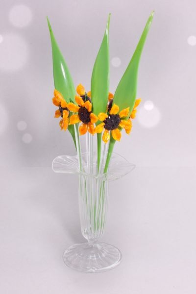 Bowlespieße Glas 10-teilig Sonnenblume im Set gerades Blatt