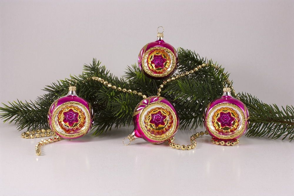 4 Reflexkugeln Ø 6cm im Set pink gold