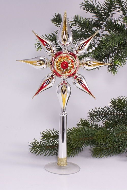 Baumspitze Silber Rot Gold Christbaumspitze Weihnachtsbaum Spitze Baumschmuck