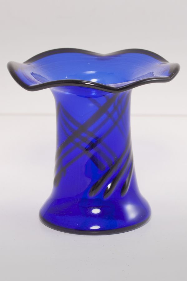 Mini-Vase aus Glas für Fruchtspieße blau