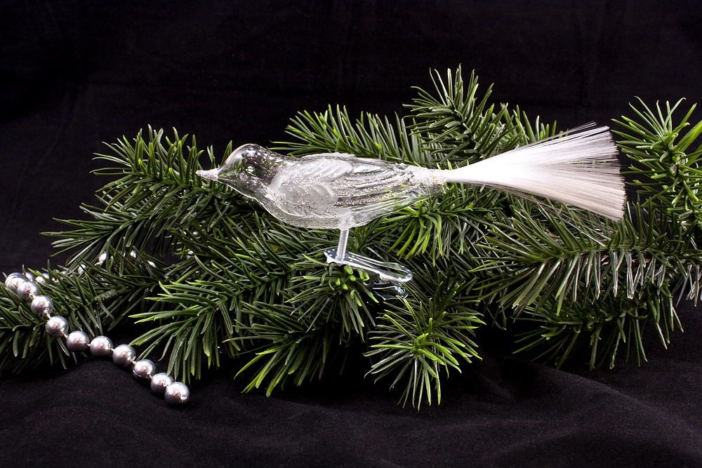 Christbaumschmuck Silber Vogel Schwan  Bird Weihnachtsschmuck Glas alt Lauscha 