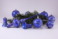 Christbaumschmuck blau matt geringelt