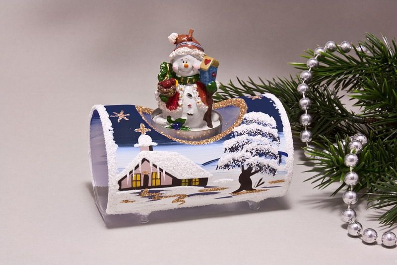 Onlineshop und Glasröhre aus - Glas Christbaumschmuck Teelichthalter für Winterlandschaft nachtblau Weihnachtskugeln