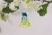Glasglöckchen 4 cm mit Blumenmotiv in blau