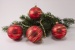 4 Weihnachtskugeln 8cm Rot matt gold geringelt