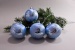 4 Weihnachtskugeln 8cm Eis-hellblau silberne Tanne