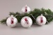 4 Weihnachtskugeln 6cm Weiß matt mit roter Kerze