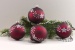 4 Weihnachtsugeln 6cm - dunkelrot matt mit Blumenranke