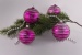 4 Kugeln 8cm Magenta matt silber geringelt