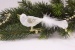 kleiner Vogel Eisweiß transparent Gold mit weißer Feder